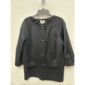 Talbots Skirt Suit, Wool Blend, Black, Cropped Lined Jacket & Skirt, Woman's‎ 16